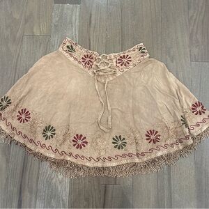 Vintage BoHo embroidered fringe skirt!